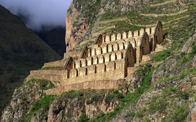 ollantaytambo, peru, ausgrabungen, ruinen der inkas, berge