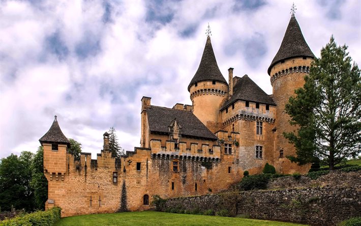 معقل, منتصف العمر, القلعة, فرنسا, puymartin