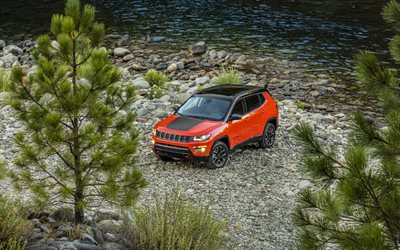Jeep Compass Trailhawk, en 2017, tout-terrain, véhicules utilitaires sport, orange jeep