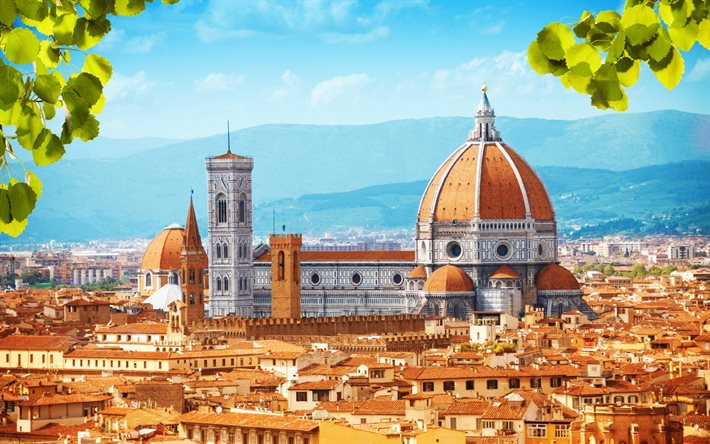 Florence, Santa Maria del Fiore, bâtiments, toit, palais, Italie