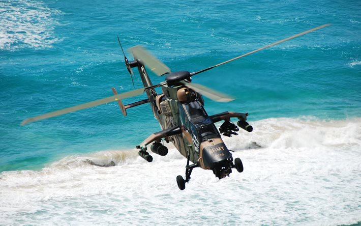 유로콥터 tiger, 4k, 헬리콥터, airbus, 공중전
