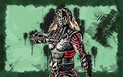 Kotal Kahn, 4k, grunge art, Mortal Kombat Mobile, creative, MKM, Mortal Kombat, MK Mobile, turquoise grunge background, Mortal Kombat X, Kotal Kahn Mortal Kombat