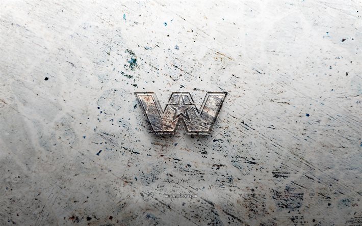 logo de pierre western star, 4k, fond de pierre, logo western star 3d, marques de voitures, créatif, logo de l'étoile de l'ouest, grunge art, étoile occidentale