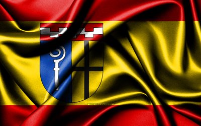 मोनचेंग्लादबाक झंडा, 4k, जर्मन शहर, कपड़े के झंडे, मोनचेंग्लादबैक का दिन, मोनचेंग्लादबाख का ध्वज, लहराते रेशमी झंडे, जर्मनी, जर्मनी के शहर, monchengladbach