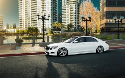 Mercedes-benz S-class, 2016 cars, tuning, road, stance, W222, Mercedes