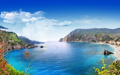 Monterosso al Mare, deniz, liman, sahil, yaz, Liguria, İtalya