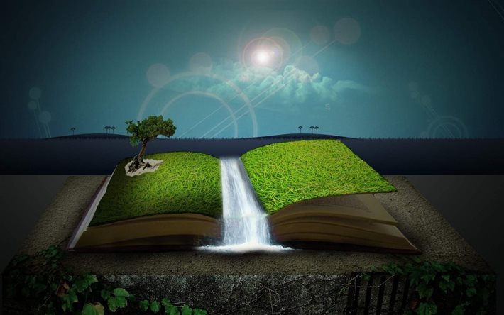 bok, ekologi koncept, kreativ, eko, vattenfall