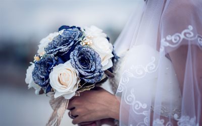 brautstrauß, bridal bouquet, rosen, sträuße, blaue rosen, braut