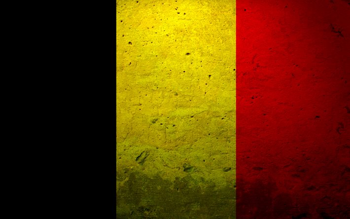 Flag of Belgium, grunge, Belgian flag, symbols, stone