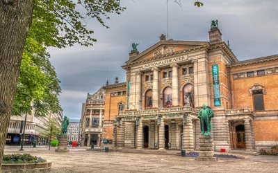 oslo, teater, torg, norge, hdr