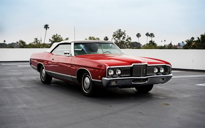 Ford LTD, 1972, retro cars, red Ford, USA, Ford