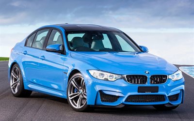 los sedanes de 2016, el BMW M3, F80, sportcars, azul bmw