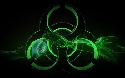 símbolo de radiação, arte, néon, placa