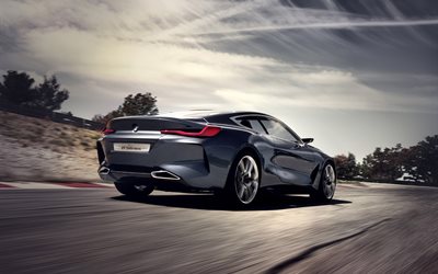 supercars, BMW 8 Series Concepto de 2017, los coches, el movimiento, la vista trasera, el BMW