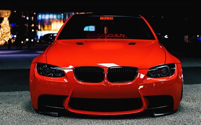 E92, low rider, BMW M3, tuning, red m3, supercars, BMW