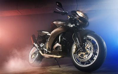 Aprilia Stingray, superbikes, de la fumée, garage, noir aprilia