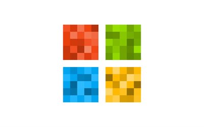شعار windows 10, خلفية بيضاء, شعار فسيفساء windows, شعار مربعات windows, نظام التشغيل, شبابيك