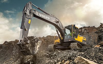 Volvo EC210DL, 4k, crawler excavators, 2020 excavators, construction machinery, bucket, quarry, excavators, special equipment, construction, Volvo excavators, construction site excavator, Volvo