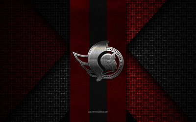 Ottawa Senators, NHL, black red knitted texture, Ottawa Senators logo, Canadian hockey club, Ottawa Senators emblem, hockey, Ottawa, Canada, USA