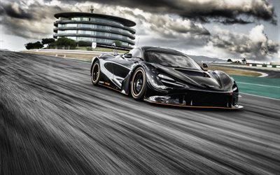 4к, McLaren 720S GT3X, 2022, front view, exterior, black supercar, black McLaren 720S, McLaren 720S tuning, British supercars, McLaren
