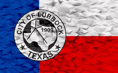 ラボックの旗, テキサス, 4k, アメリカの都市, 3dポリゴンの背景, ラボックフラグ, 3dポリゴンテクスチャ, ラボックの日, 3dラボックフラグ, アメリカの国民のシンボル, 3dアート, ラボック, アメリカ合衆国
