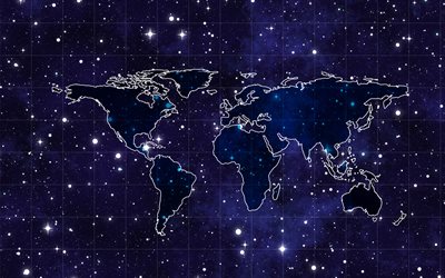 4k, sininen maailmankartta, taideteokset, digitaalinen maailmankartta, luova, maailmankarttakonseptit, maailmankartat, abstrakti maailmankartta