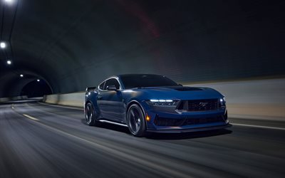2024, ford mustang dark horse, sports coupe, front view, blue ford mustang, amerikkalaiset urheiluautot, uusin sukupolvi mustang, american cars, ford