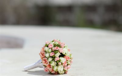le bouquet de la mariée, la pologne, les roses, les couleurs douces, rose, couleurs douces
