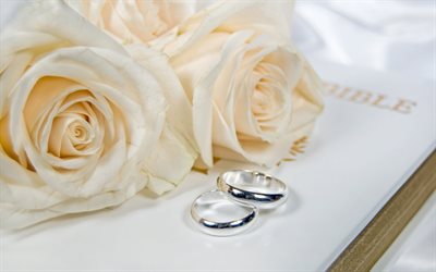 fleurs, obrocki, bagues de fiançailles, des fleurs, des anneaux de mariage