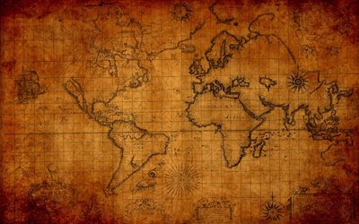 gammal, karta över världen, gammalt papper, skeppskarta
