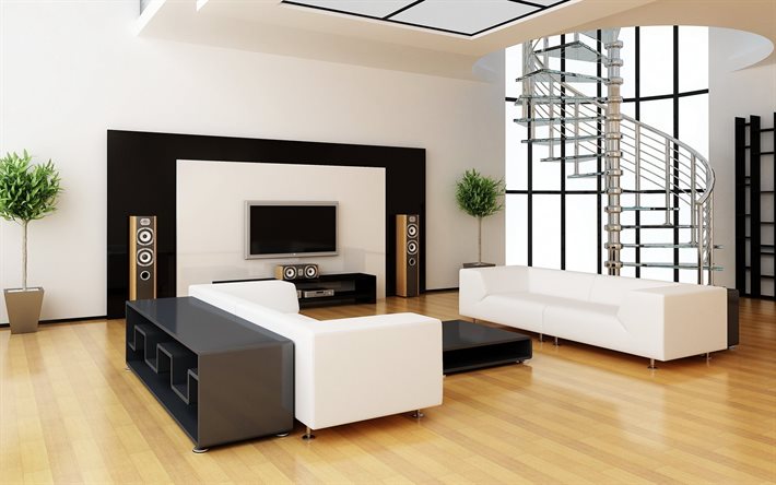 modern tasarım, oturma odası, minimalizm