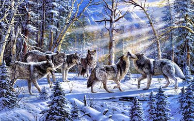 lobo, pintado con los lobos, los lobos pintados, vovk