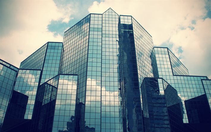 business center, glass facade, modern design