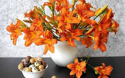 flores de laranja, natureza morta floral