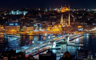 la turquie, la nuit, le soir à istanbul, la mosquée