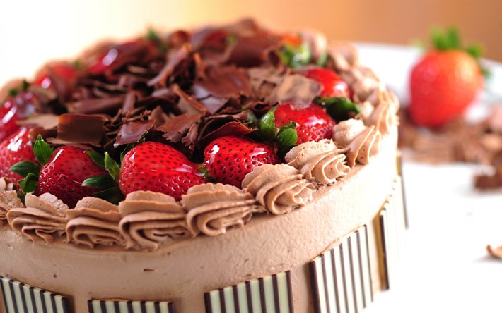 kek dekorasyon, çilek, kek, tatlılar, tatlılar dekorasyon