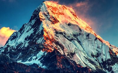mahalangur-himal, el himalaya, chomolungma, la cumbre del monte everest, everest, la montaña, sagarmatha