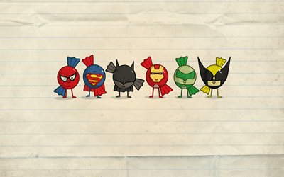 superman, batman, kreativa superhjältar, spiderman, angry birds