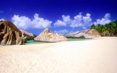 l'océan, belle plage, seychelles, de sable blanc