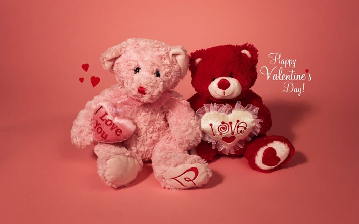 분홍색 곰, 곰, 발렌타인 데이