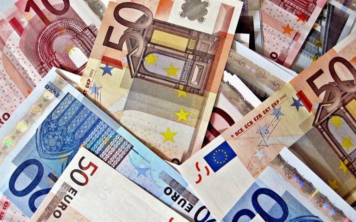 notas, a moeda europeia, dinheiro, euro