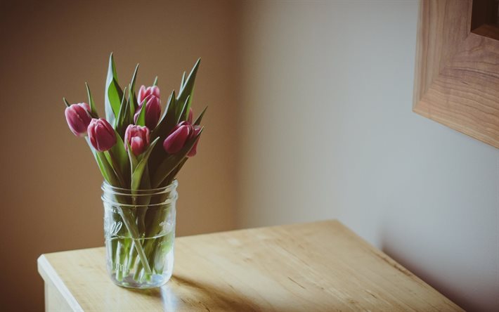 un bouquet di tulipani, nero di seppia, seppia