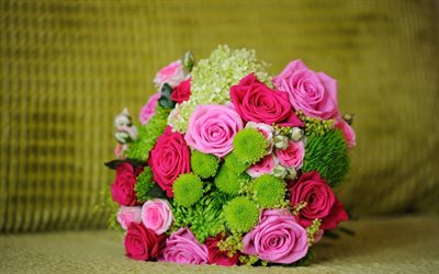 la polonia de rosas, bouquet de novia, rosas de color rosa, rosa, ramo de novia