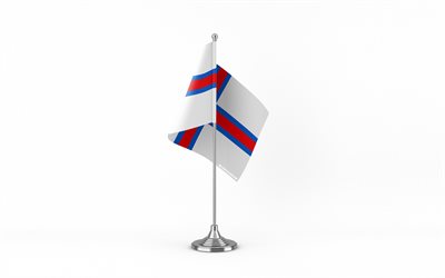4k, Faroe Islands table flag, white background, Faroe Islands flag, table flag of Faroe Islands, Faroe Islands flag on metal stick, flag of Faroe Islands, national symbols, Faroe Islands