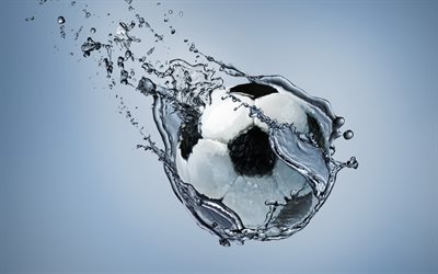football ball, splash, soccer, water