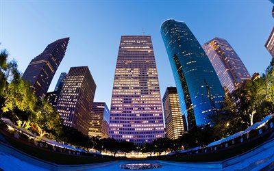 Houston, skyscrapers, buildings, America, evening city, USA