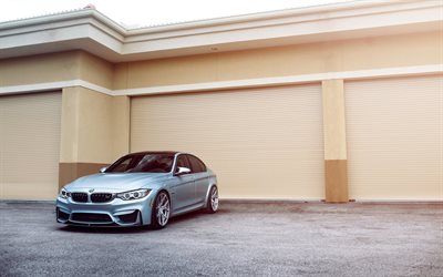 BMW M3, F80, 2016, garage, supercars, silver bmw