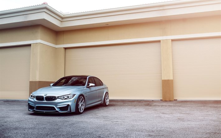 BMW M3 F80, 2016, garage, supercar, d'argento bmw