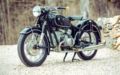 bmw r50 2, 4k, レトロなオートバイ, 1968年のバイク, 黒のオートバイ, 1968 bmw r 50 2, ドイツのオートバイ, bmw