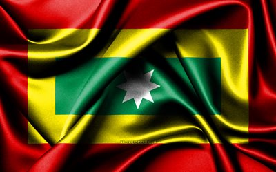drapeau de carthagène, 4k, villes colombiennes, drapeaux en tissu, jour de carthagène, drapeaux de soie ondulés, colombie, villes de colombie, carthagène